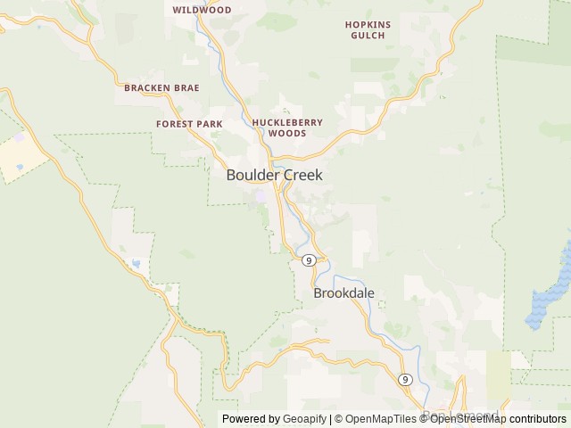 Map of Redwood Resort RV Park And Campground location at Boulder Creek, CA, United States
