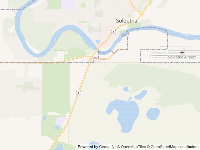 Map of Klondike RV Park & Cottages location at Soldotna, AK, United States