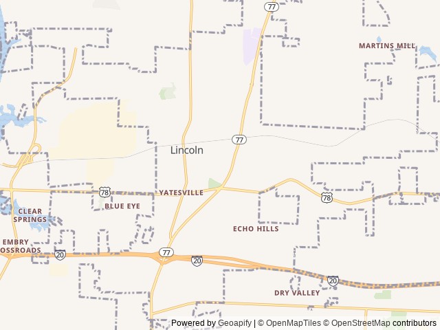 Map for 2022 Prime Time RV Tracer 24DBS near Lincoln, AL