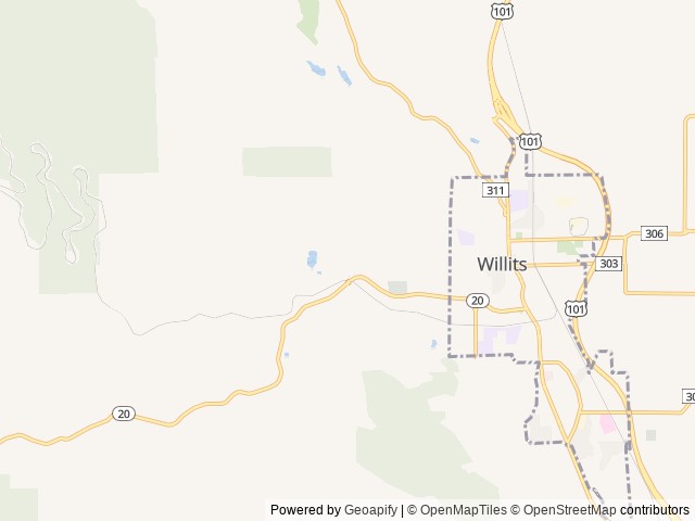 Map of Mendocino Redwoods RV Resort location at Willits, CA, United States