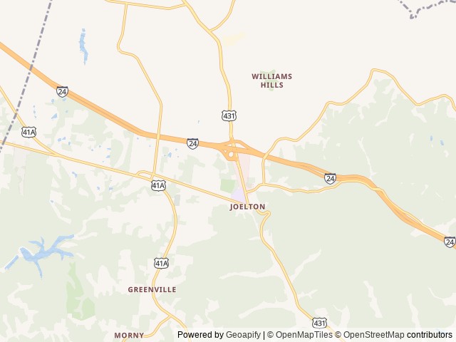 Map of Paradise Ridge RV Park location at Joelton, TN, United States