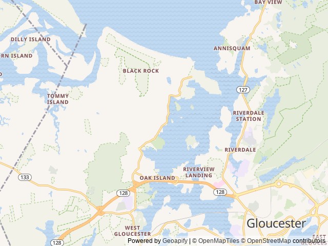 Map of Cape Ann Camp Site location at Gloucester, MA, United States
