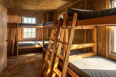 A view of the bunk beds in the bedroom of Great Island Cabin 3.