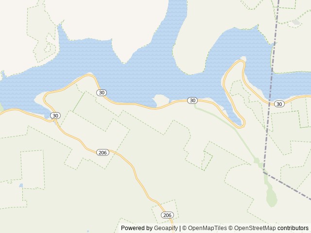 Map of Postcard Cabins Western Catskills location at Roscoe, NY, United States