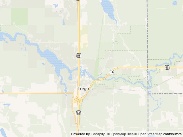 Map of Trego Town Park Campground location at Trego, WI, United States
