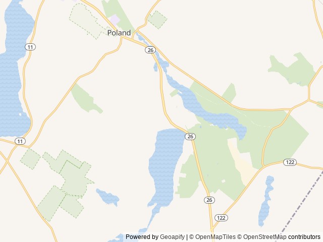 Map of Poland Spring Campground location at Poland, ME, United States