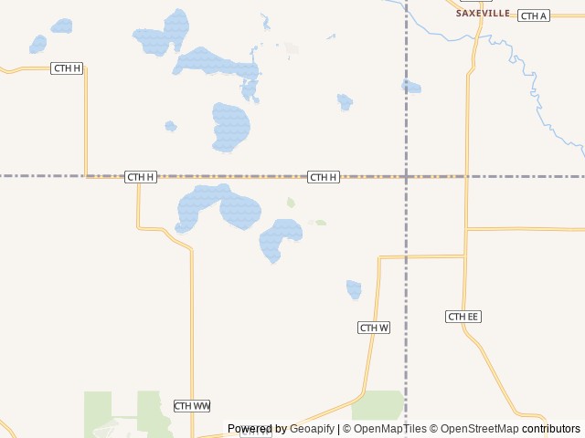 Map of Postcard Cabins Wild Rose location at Wild Rose, WI, United States