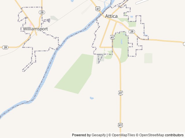 Map of Off The Trail Vacation Rentals and Campground location at Attica, IN, United States