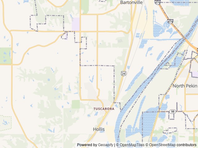 Map of Leisure Oaks Park location at Bartonville, IL, United States
