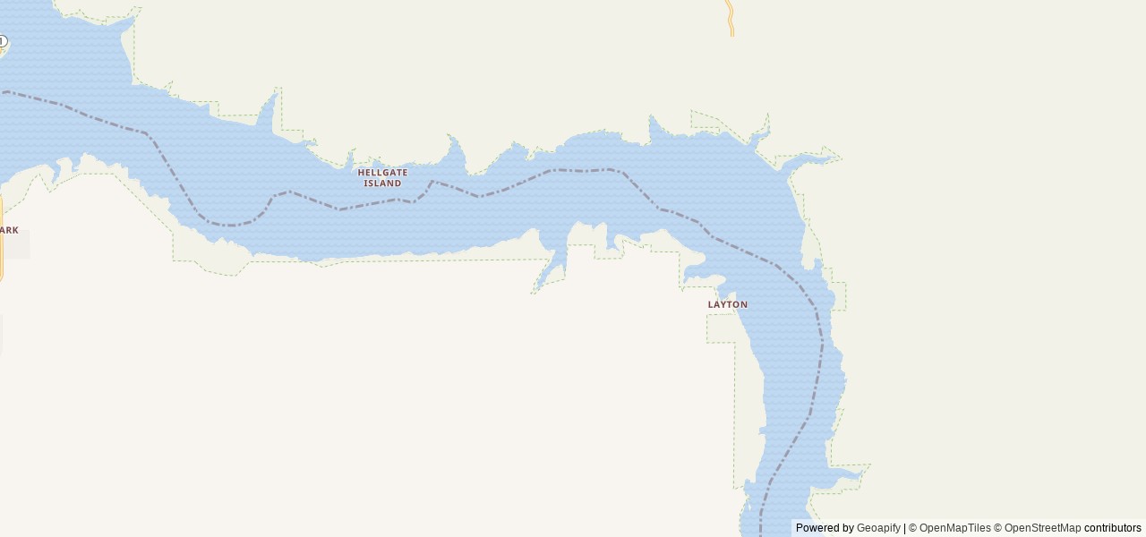 Map of Jones Bay Campground location at Davenport, WA, United States