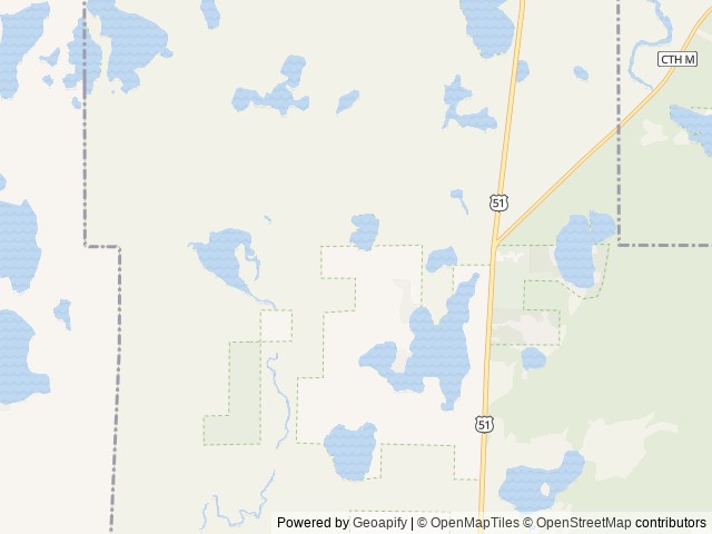 Map of Punch Lake Campground location at Arbor Vitae, WI, United States