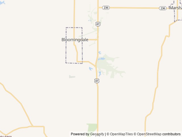 Map of Peaceful Waters Campground location at Bloomingdale, IN, United States