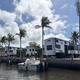 Waterfront travel trailer sites next to the docks at Big Pine Key RV Park in Florida.