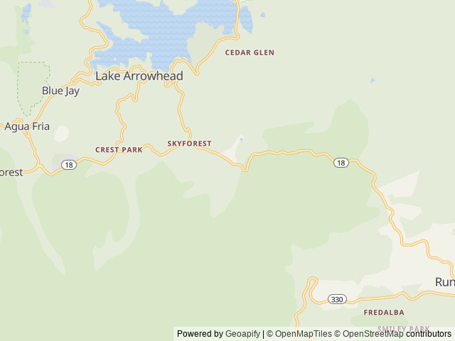 Map of SkyPark Camp RV Resort location at Skyforest, CA, United States
