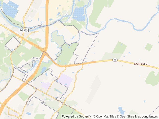 Map of Austonia RV Resort location at Del Valle, TX, United States
