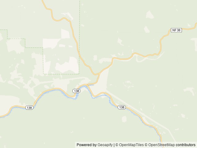 Map of Canton Creek Campground location at Glide, OR, United States
