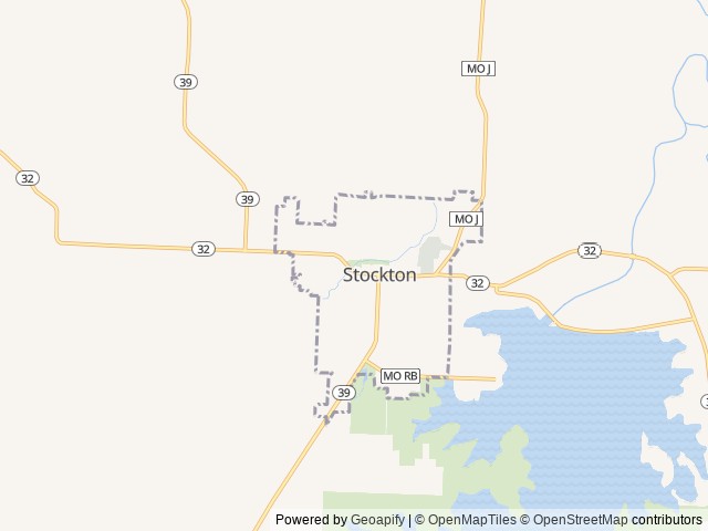 Map of Stockton RV Park location at Stockton, MO, United States