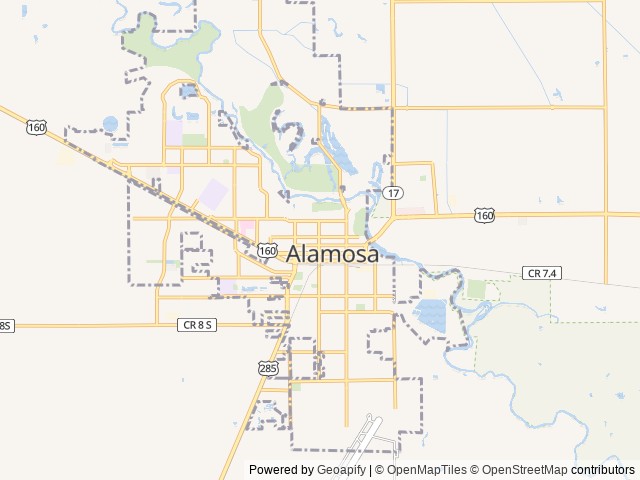 Map of Cool Sunshine RV Park location at Alamosa, CO, United States