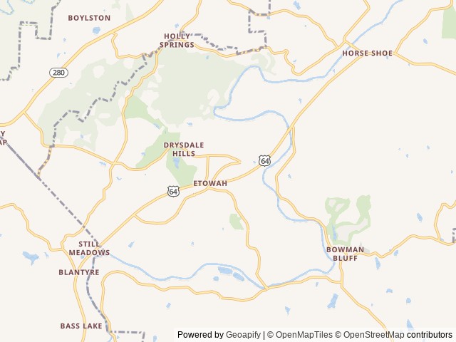 Map of Maddox Meadows RV Park location at Etowah, NC, United States
