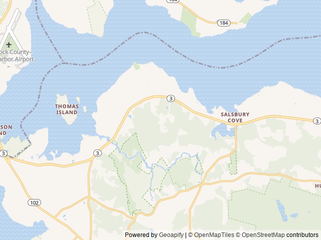 Map of Woods of Eden Glampground location at Bar Harbor, ME, United States
