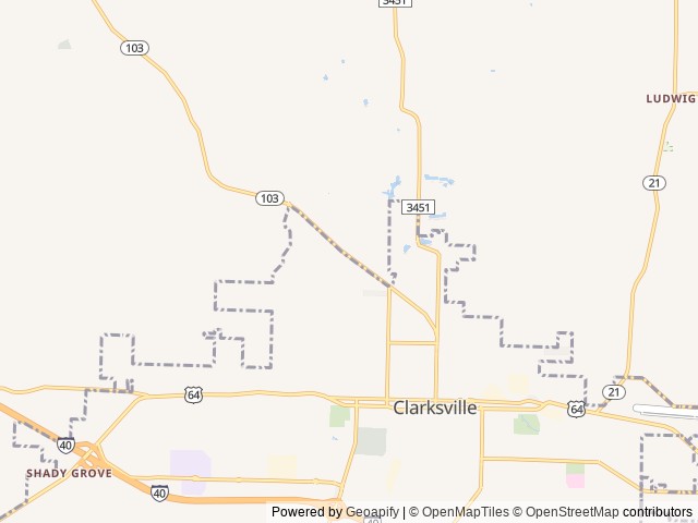 Map for Arkansas Overland Starter Rig – NoBo 10.6 near Clarksville, AR