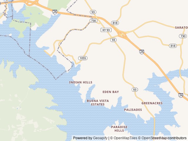 Map of Indian Point Campground location at Eddyville, KY, United States