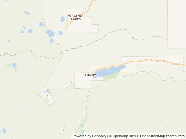 Map of Lundy Lake Resort location at Lee Vining, CA, United States