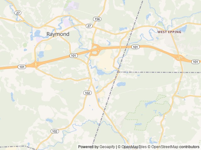 Map of Pine Acres Campground location at Raymond, NH, United States