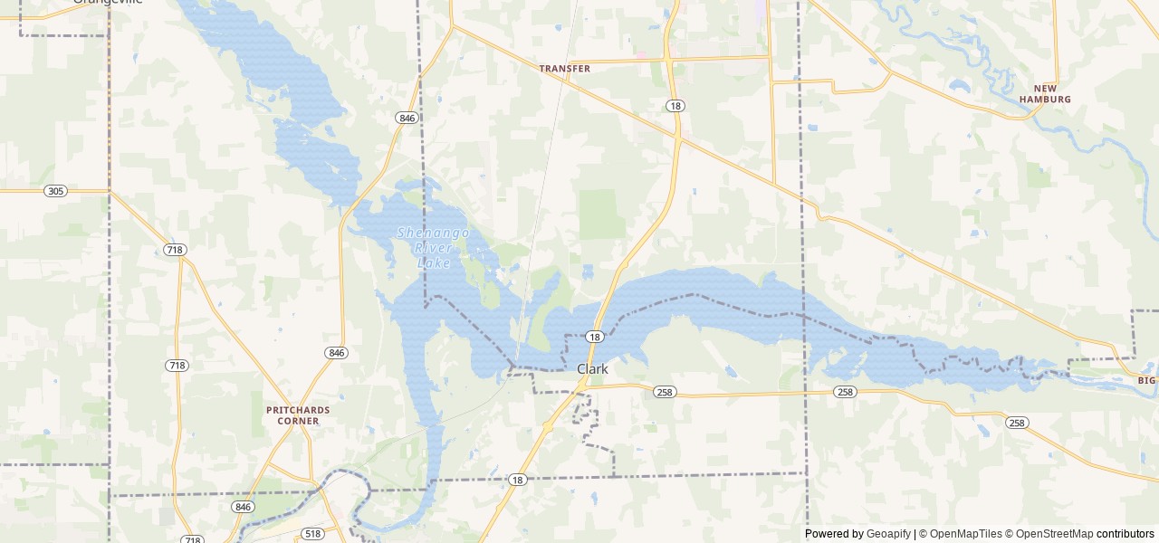 Map of Shenango Lake Shenango Lakeside Picnic Shelter location at Transfer, PA, United States