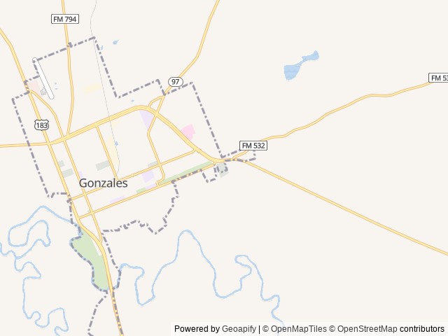 Map of 4L RV Ranch location at Gonzales, TX, United States