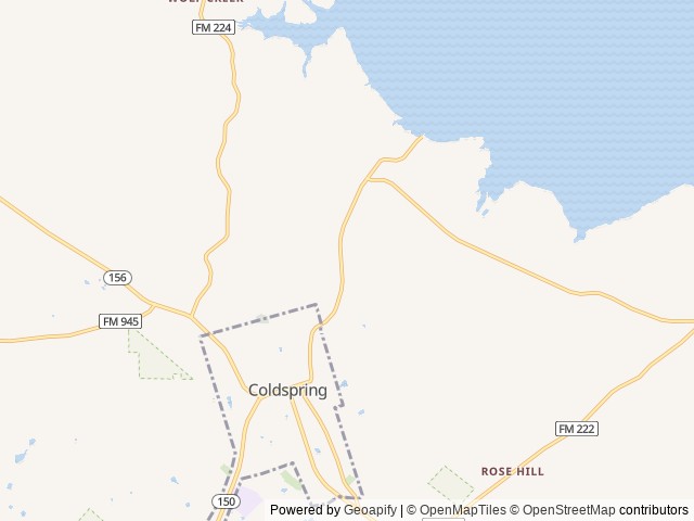 Map of Khushatta Hills Ranch location at Coldspring, TX, United States