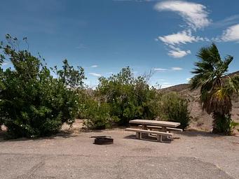 Campsite located in a desert setting