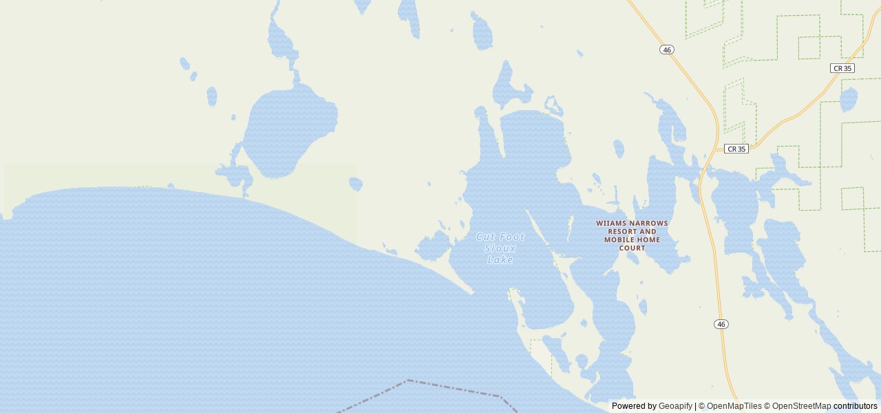 Map of Deer Lake location at Deer River, MN, United States