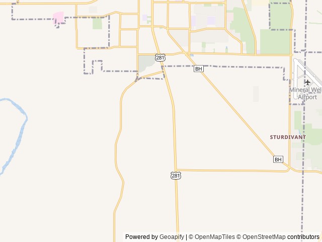 Map of Country Living RV Park location at Mineral Wells, TX, United States