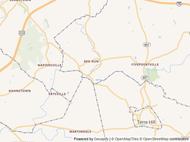 Map of Red Run Resort & Campground location at New Holland, PA, United States