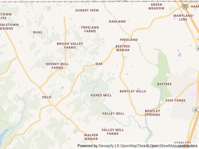 Map of Merry Meadows Recreation Farm location at Freeland, MD, United States