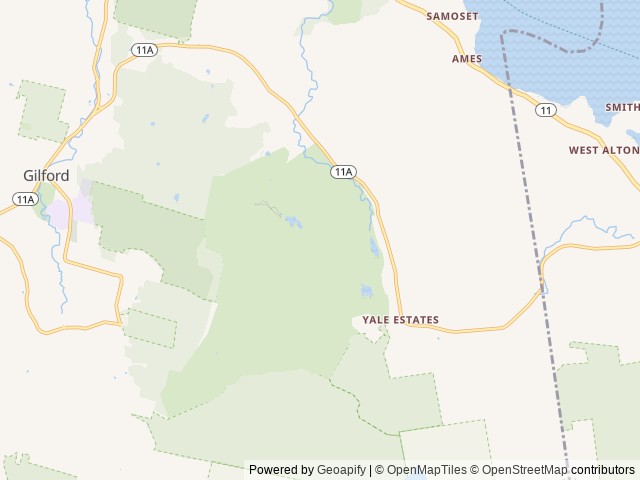 Map of Gunstock Mountain Resort Campground location at Gilford, NH, United States