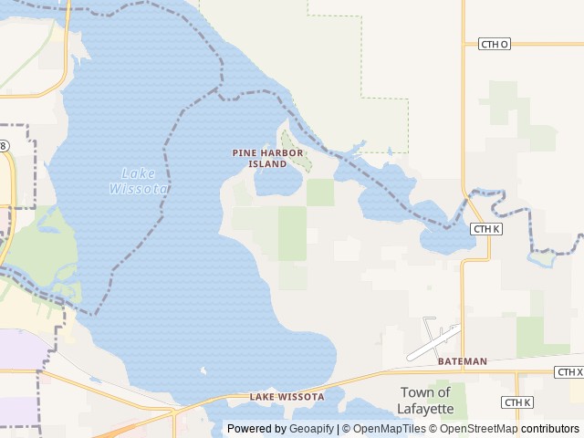 Map of Pine Harbor Campground location at Chippewa Falls, WI, United States