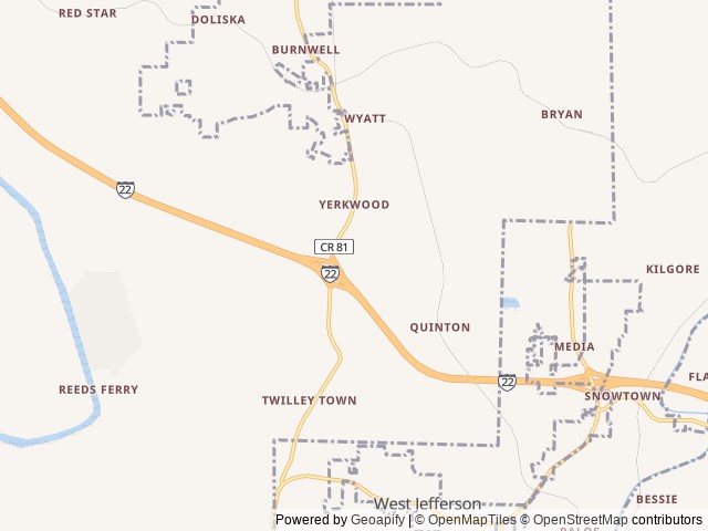 Map of Love's RV Hookup-Dora AL 1048 location at Quinton, AL, United States