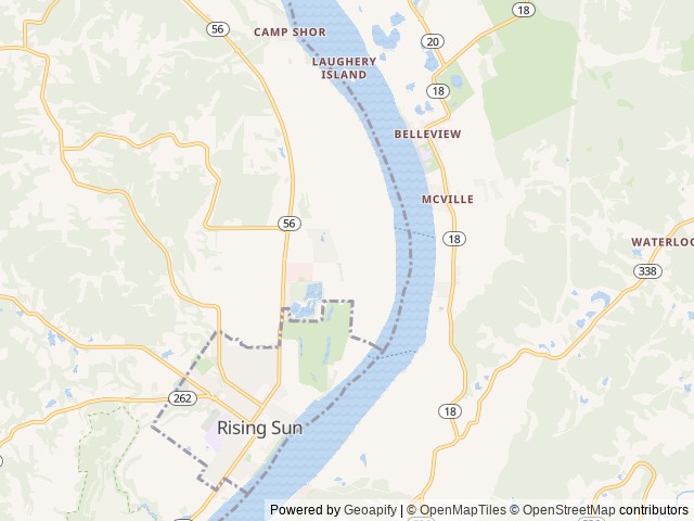 Map of BEYONDER Getaway Rising Sun location at Rising Sun, IN, United States