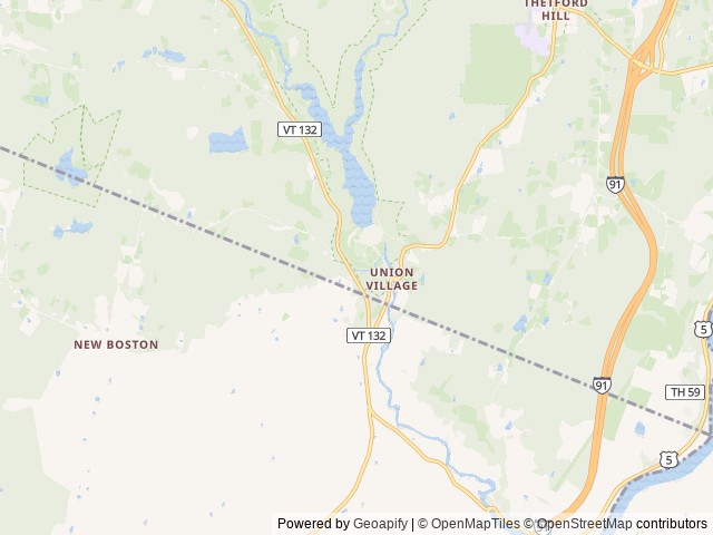 Map of Union Village Dam Picnic Area (VT) location at East Thetford, VT, United States