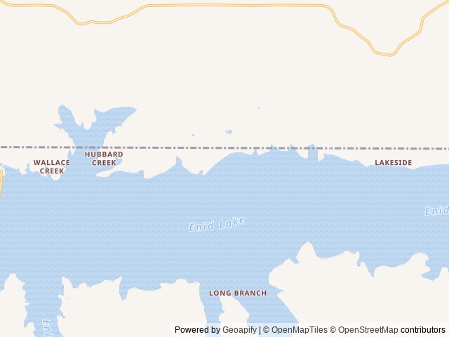 Map of Plum Point Campground location at Enid, MS, United States