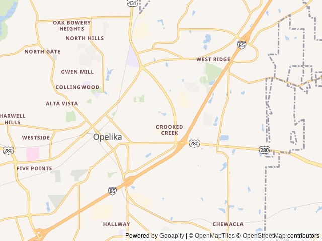 Map for Cougar Den III near Opelika, AL