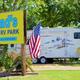 Entrance sign reading 'Dad’s RV Park' with an RV in the background — clearly identifies the property and shows park frontage/branding (from homepage/gallery).