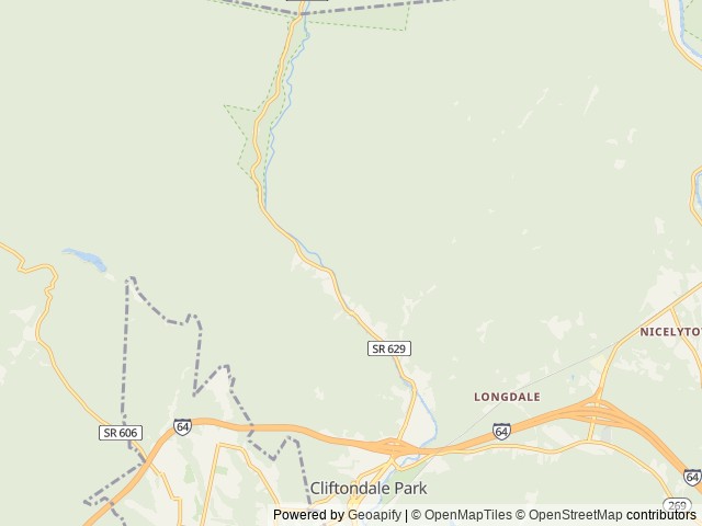 Map of Buckhorne Country Store and Campground location at Clifton Forge, VA, United States