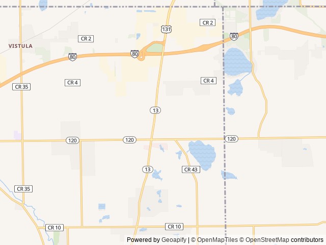 Map of Elkhart Co. / Middlebury KOA Holiday location at Middlebury, IN, United States