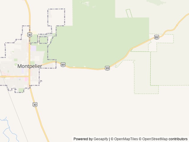 Map of Montpelier Creek KOA Journey location at Montpelier, ID, United States