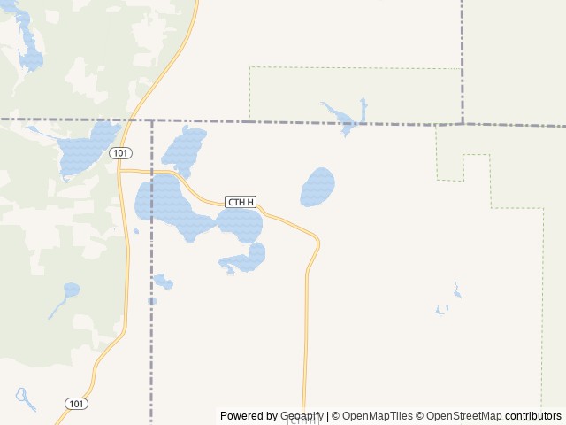 Map of Lake Hilbert Campground location at Fence, WI, United States