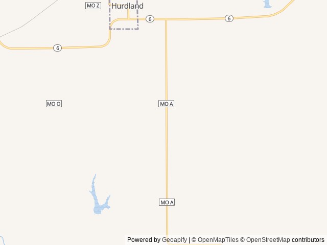 Map of Hurdland South Sever Lake location at Hurdland, MO, United States