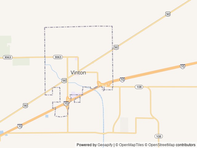 Map of Vinton RV Park location at Vinton, LA, United States